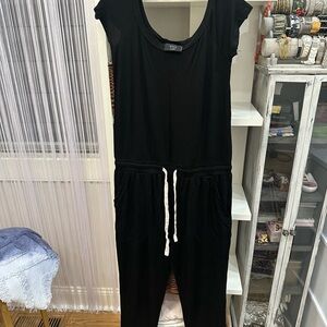 Vici Black Jumpsuit with White Drawstring
